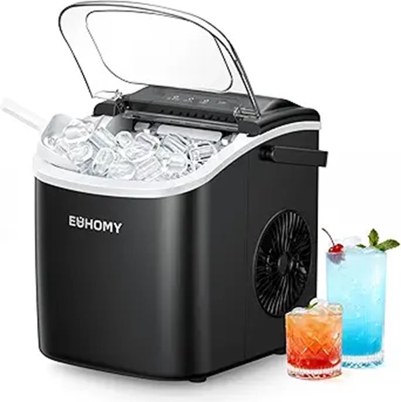 EUHOMY Countertop Ice Maker Portable Self-Cleaning Black