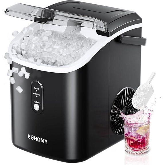 EUHOMY Nugget Countertop Ice Maker Portable Black